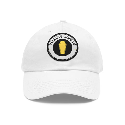 Yellow Coffin Dad Hat with Leather Patch