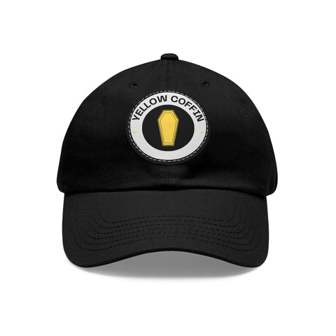 Yellow Coffin Dad Hat with Leather Patch