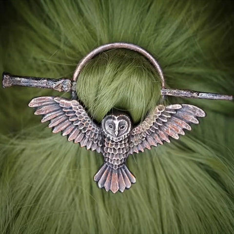 Gothic Retro Owl Hairpin - Unique Boho Metal Hair Stick