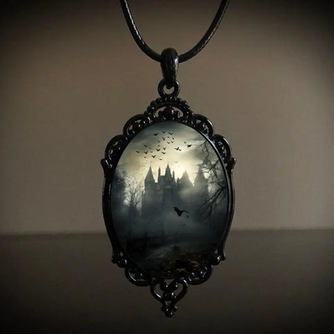 Gothic Vampire Owl Cameo Necklace - 12 Styles for Women & Men | Pagan Witch Jewelry Gift