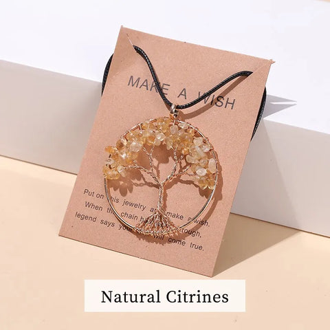 7 Chakras Tree of Life Pendant Necklace – Gold Wisdom Reiki Healing Jewelry