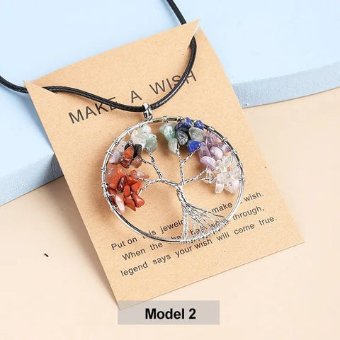 7 Chakras Tree of Life Pendant Necklace – Gold Wisdom Reiki Healing Jewelry