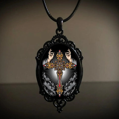 Gothic Vampire Owl Cameo Necklace - 12 Styles for Women & Men | Pagan Witch Jewelry Gift