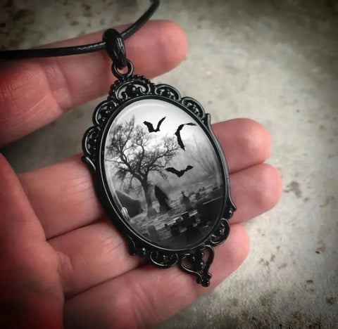 Gothic Vampire Owl Cameo Necklace - 12 Styles for Women & Men | Pagan Witch Jewelry Gift