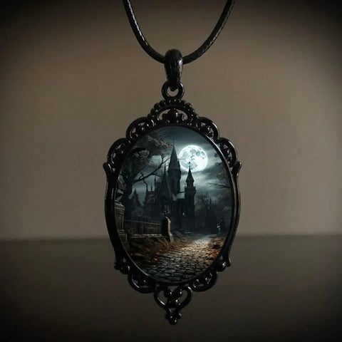 Gothic Vampire Owl Cameo Necklace - 12 Styles for Women & Men | Pagan Witch Jewelry Gift