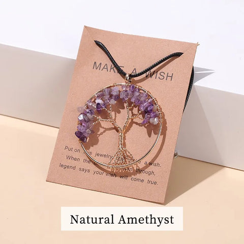 7 Chakras Tree of Life Pendant Necklace – Gold Wisdom Reiki Healing Jewelry