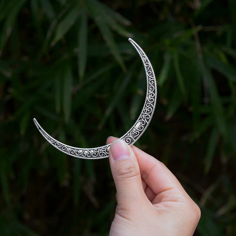 Vintage Celtic Knot Crescent Moon Hair Fork – Elegant Goddess Hair Accessory