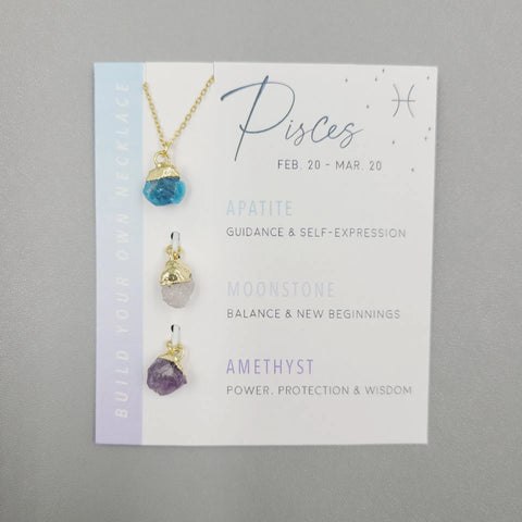 12 Zodiac Birthstone Necklace Set – Stainless Steel Natural Stone Crystal Jewelry