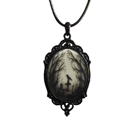 Gothic Vampire Owl Cameo Necklace - 12 Styles for Women & Men | Pagan Witch Jewelry Gift