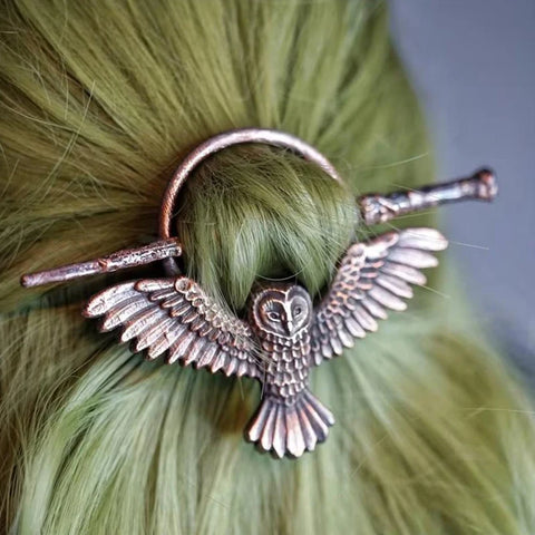 Gothic Retro Owl Hairpin - Unique Boho Metal Hair Stick