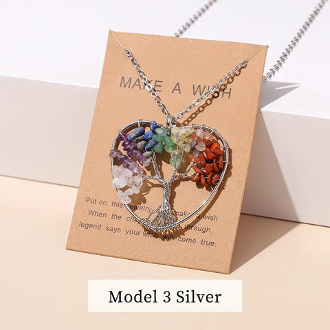 7 Chakras Tree of Life Pendant Necklace – Gold Wisdom Reiki Healing Jewelry