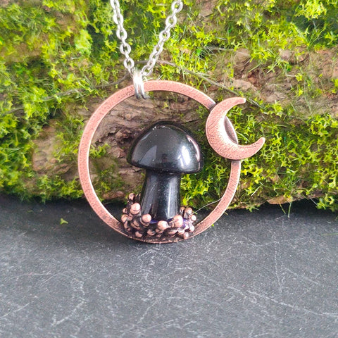 Crescent Moon Quartz Pendant Necklace – Witchy Pagan Occult Jewelry